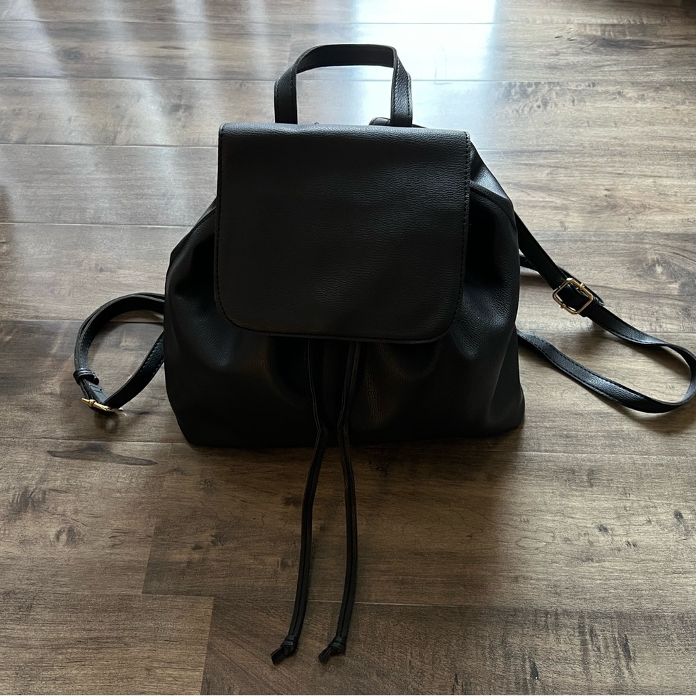 Vegan Leather Drawstring Mini Backpack